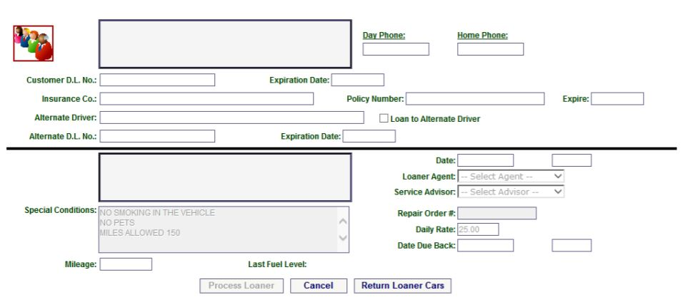 screenshot of Loaner Car Net